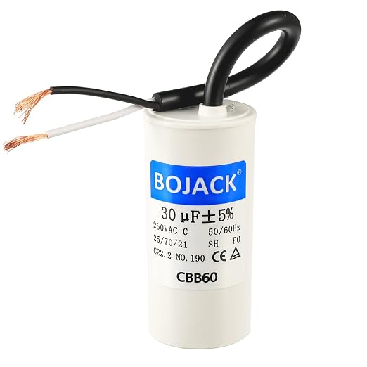 BOJACK Run Capacitor 30 uF MFD 250V AC 30 MFD CBB60 2 Wire 50/60Hz Cylinder by BOJACK