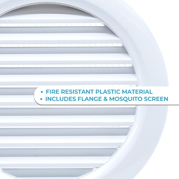 VENTS-US - 4" White Round Plastic Vent Cover - Compatible with 4 Inch Diameter - Image 3
