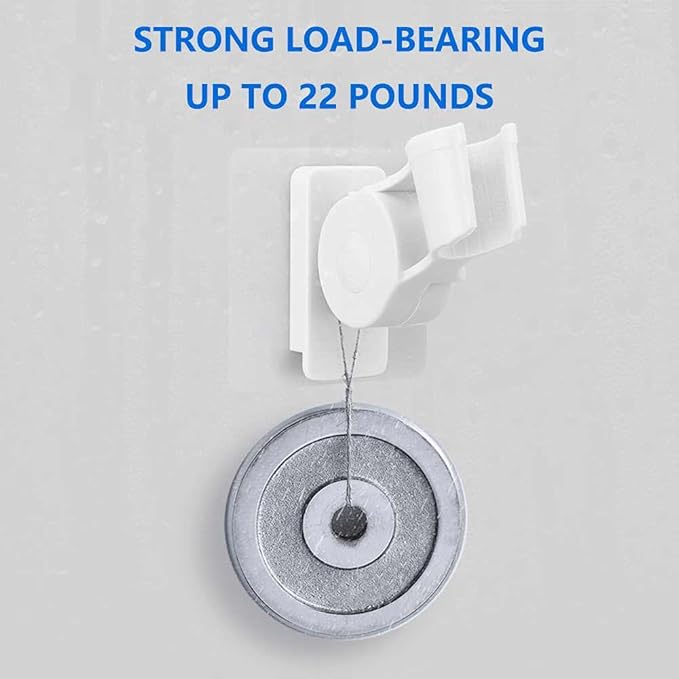 Shower Head Holder,Plastic Bathroom Strong Adhesive Showerhead Adapter,Wall Mount Adjustable Handheld Shower Head Holder Bracket,Waterproof,Relocatable Shower Wand Holder,White