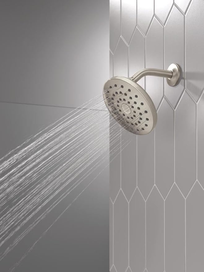 Delta PivotPro Brushed Nickel Rain Showerhead, Single Setting 7 Inch Round Shower Head, Showerheads, 1.75 GPM Flow Rate, SpotShield Brushed Nickel 75104SN
