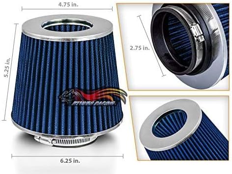 BLUE 2.75" 70 mm Inlet Cold Air Cone Replacement Performance Washable Clamp-On - Image 2
