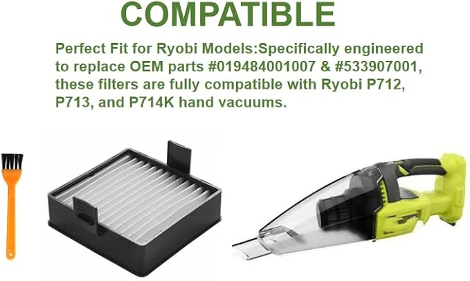 A32VC04 filter compatible with Ryobi handheld vacuum filter holder assembly - Image 2