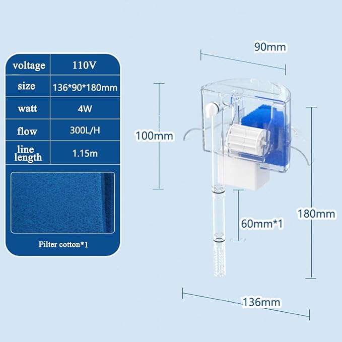 Circular Fish Tank Filter, Aquarium Hang on Filter, Small Fish Tank - Image 2