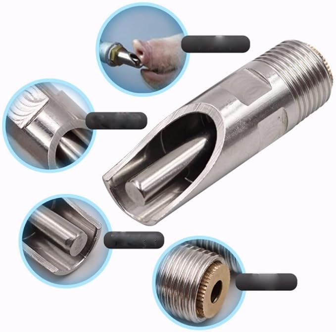Automatic Pig Drinkers, 5 Pieces Thread Stainless Steel Automatic Pig Nipple - Image 3
