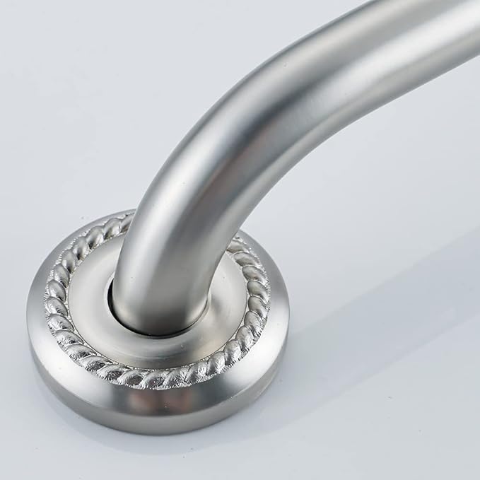 Anti Slip Shower Grab Bar, 24-Inch Toilet Textured Sturdy Hand Rail, Stylish Bathroom Armrest, Brushed Nickel Finish, Multi Function Assist Handle