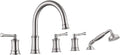 Roman Tub Faucet with Hand Shower, Antique Tub Shower Faucet Set with Valve for 5 Hole, Deck Mount Shower Tub Faucet Set，3 Handle Bath Tub Faucet High Flow, Brushed Nickel(B2309-BN)
