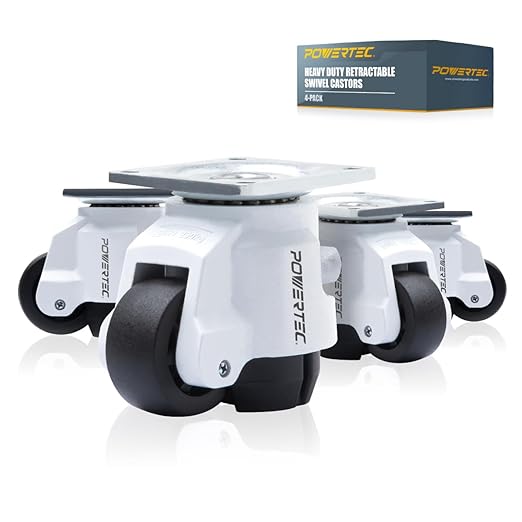 POWERTEC 17300 2-Inch Leveling Casters Set of 4 | Heavy Duty by POWERTEC