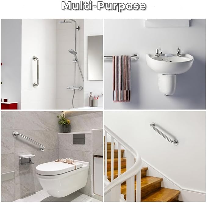 Grab Bars for Shower, 1 Pack 24-Inch Anti Slip Shower Handles for Elderly, Safety Shower Grab Bar, Stainless Steel Handicap Grab Bars for Bathroom,Toilet (Brushed Nickel, 1" Diameter)