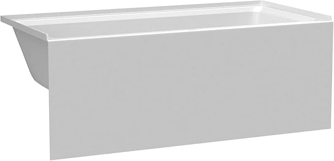 Fine Fixtures Acrylic, Fiberglass Alcove Soaking Bathtub with Integral Apron Front in Glossy White - Left Hand Drain, 72" x 32"