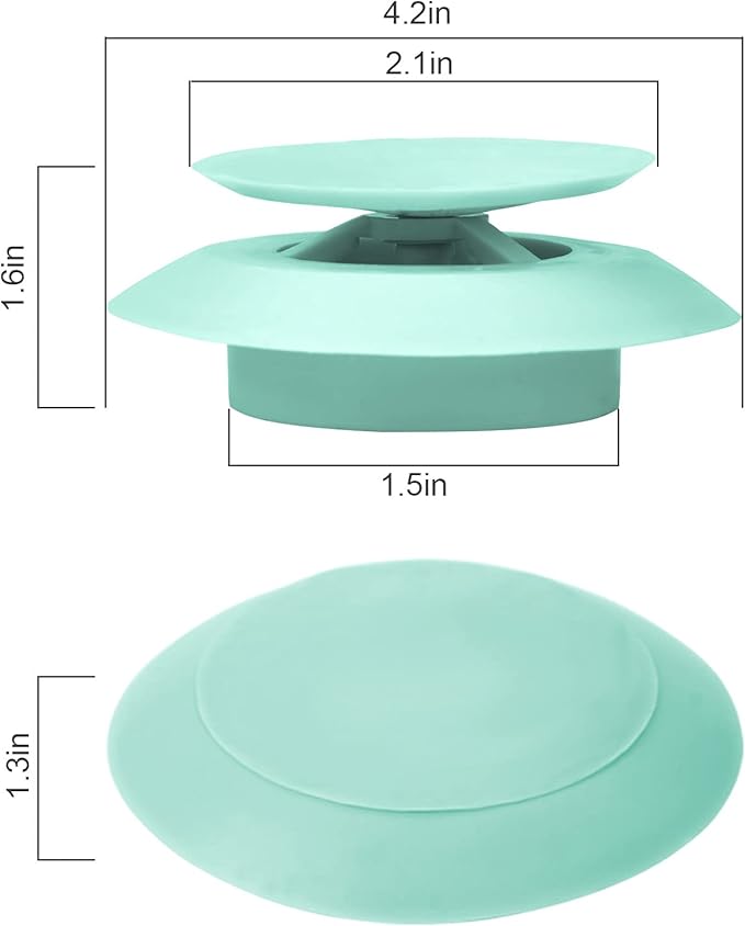 5 Pack Silicone Bathtub Stopper, Kitchen & Bathroom Drain Plug, Shower & Laundry Sink Cover with Hair Strainer (5 Colors)