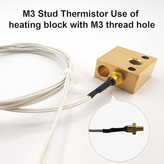 Ender 3 M3 Thermistor 300°C 1m/39.4Inch, 3D Printer M3 Stud Thermistor - Image 3