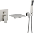 Wall Mount Tub Filler Waterfall Tub Faucet Brushed Nickel Bathtub Faucet Brass Single Handle Bathroom Faucet with Hand Shower