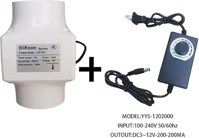 12V 3 Inch Inline Duct Fan Ventilation Exhaust Booster 32cfm Air Cooling Vent - Image 5