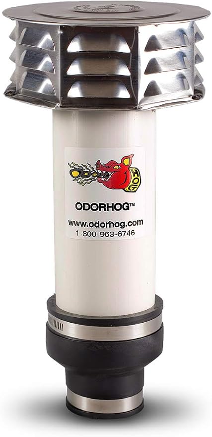 OdorHog Metal Cap Clamp On Vent Stack Pipe Filter 2", Removes Outdoor Septic by OdorHog-StoptheStink