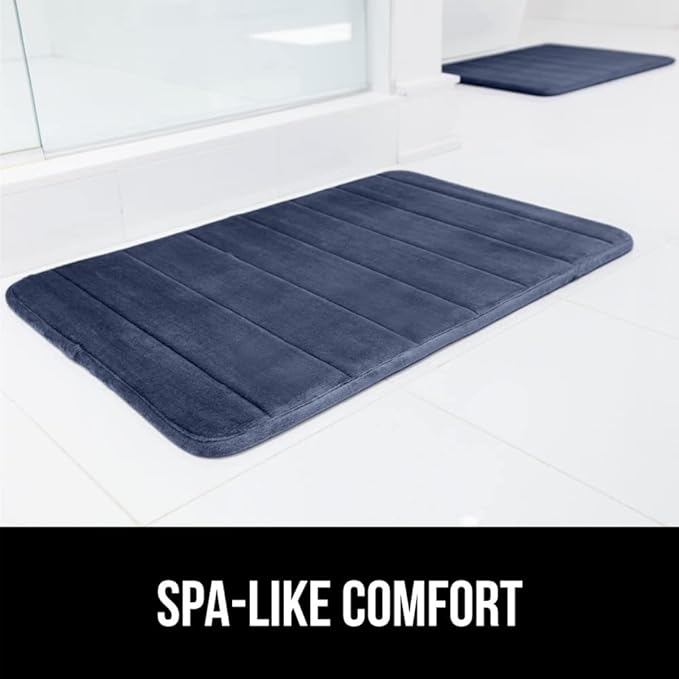 GORILLA GRIP Memory Foam Bath Mat, Soft Absorbent US Designed Bathroom Rug, Gripping Dots Machine Washable Bathmat, Cushioned Floor Mats, Shower Sink Rugs Room Décor Accessories, 36x24 Navy Blue