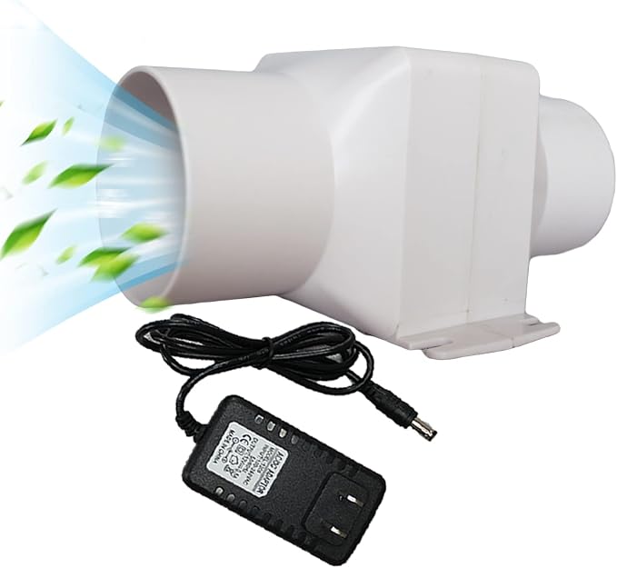 12V Inline Duct Fan Mini Attic Vent Booster 2.4“ 60Mm 58Cfm Variable Exhaust by Unknown
