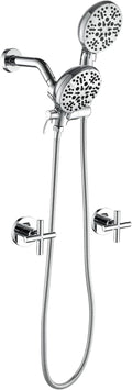 2 Handle Shower Faucet Shower System Complete 2 in 1 Shower Combo Set with Handheld Showerhead Shower Trim Kit Wall Mounted Shower Fixtures Chrome Polished