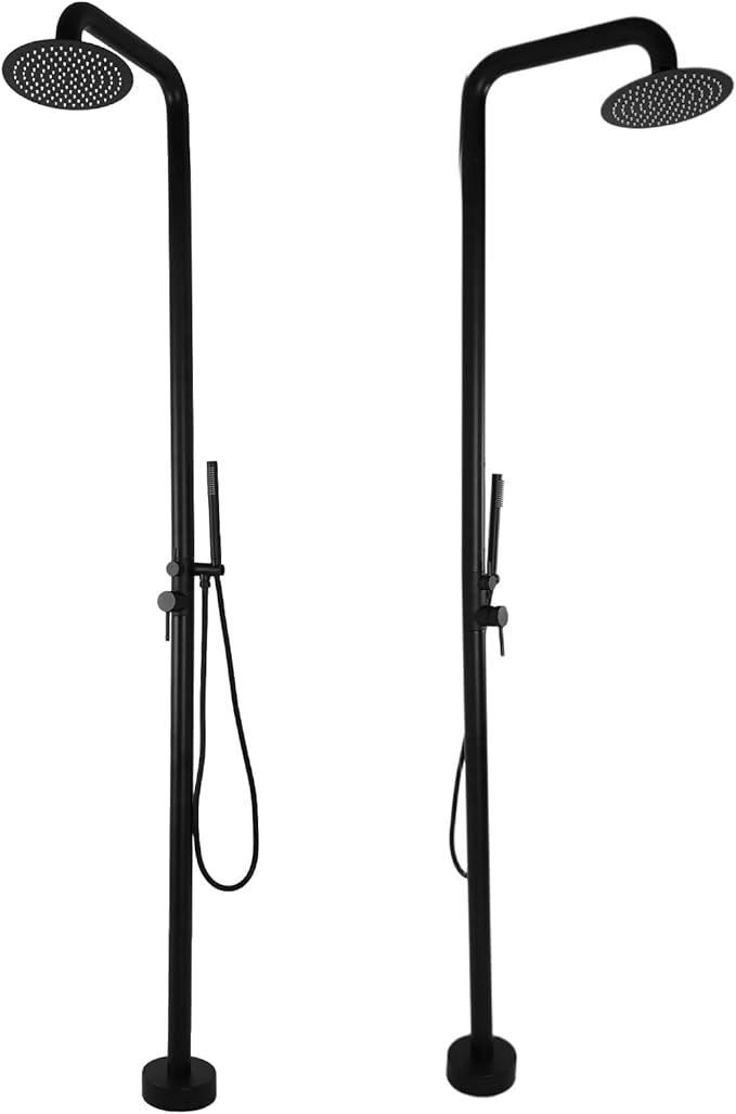 2-Function Height Adjustable Outside Showers with Showerhead Poolside Portable Power Shower with Handheld Sprayer for Backyard Garden/Pool/Beach Courtyard