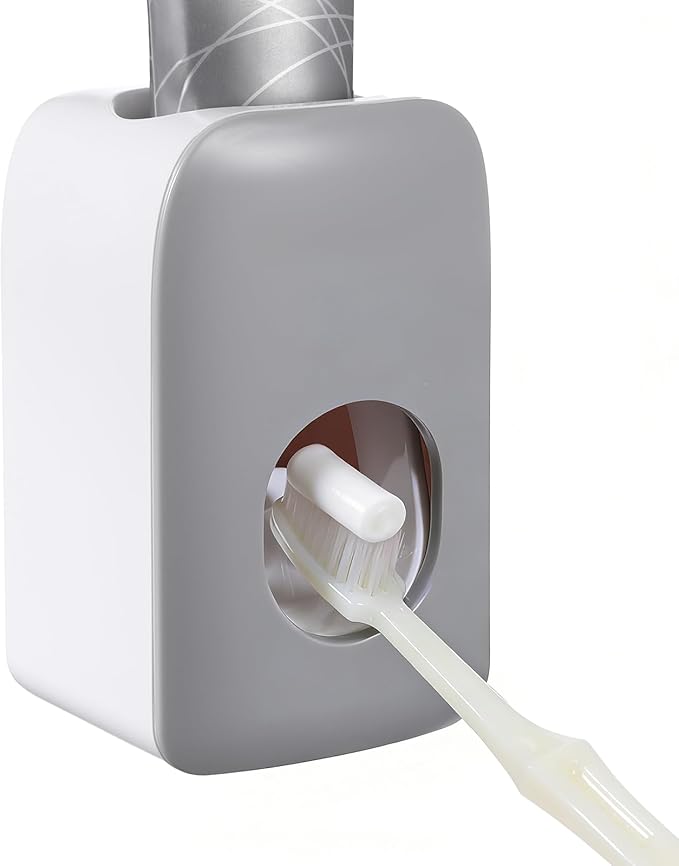 Toothpaste Dispenser Automatic Toothpaste Squeezer Wall Mount Toothpastes Holder Accessories Bathroom Squeezer with Super Sticky Suction Pad for Family Shower for Kids and Adults