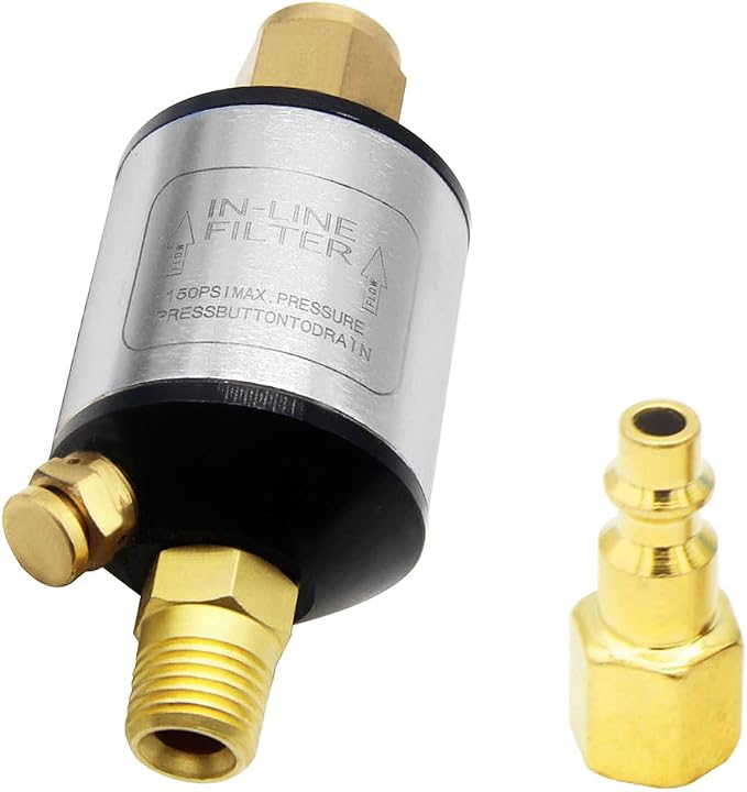Oil Water Separator for Air Line, 1/4 Inch NPT Inlet and Outlet, Air Compressor by Qolekog