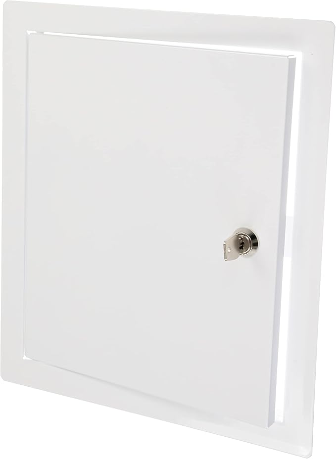 10" x 12" Lockable White Metal Access Door. Service Shaft Wall Panel with Key. Plumbing, Electricity, Heating, Alarm Access Hole Cover