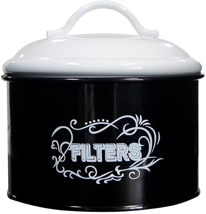 SOTECH Coffee Filter Holder Storage Metal Box Black Container Organizer Round - Image 7
