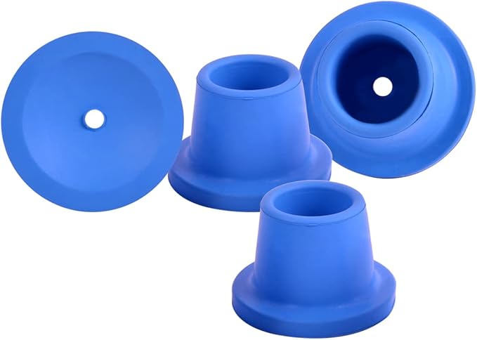 Replacement Feet for Shower Chair Bath Seat, Shower stools and Transfer Bench, Non-Skid Shower Bench and Tub Transfer Benches Rubber Suction Cup Feet, Metal Insert Reinforced (1-1/8" I.D, Blue)