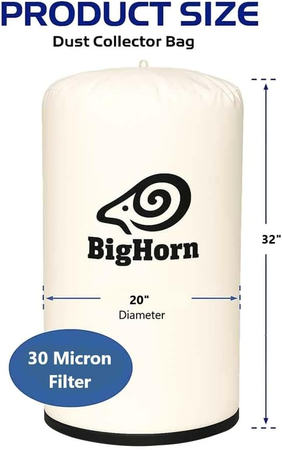 BIG HORN 11766 20 Inch Dia 30 Micron Dust Filter Bag 20 Inch x 32 Inch Long - Image 2