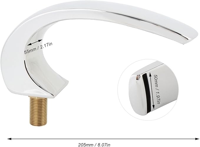 Asixxsix Waterfall Tub Spout, Rounded Curve Wall Mount Tub Filler G1/2 Male Thread Easy Installation Bathroom Tub Faucet Replacement for Spas Massage Bathtubs Regular Bathtubs