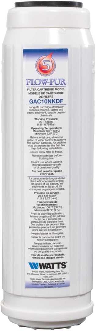 Flow-Pur 10 IN GAC/KDF RV Inline Filter by WattsPremier