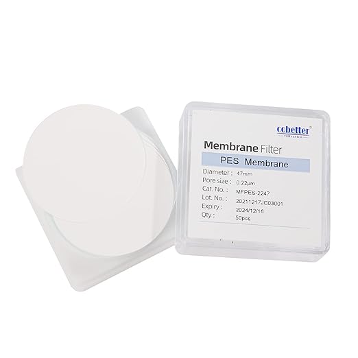 100 Pieces/Pack PES Disc Membrane Filters Hydrophilic 47mm Diameter 0.22µm Pore by COBETTER