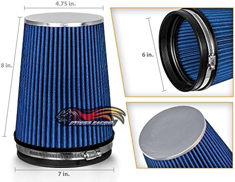 BLUE 6" 152 mm Inlet Truck Air Cone Replacement Performance Washable Clamp-On - Image 2