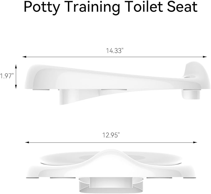 R&T Potty Training Seat for Boys and Girls, Fits Elongated Toilets, Anti-Slip Rubber and Splash Guard, Easy for Toddler Potty Training, Easy to Stow