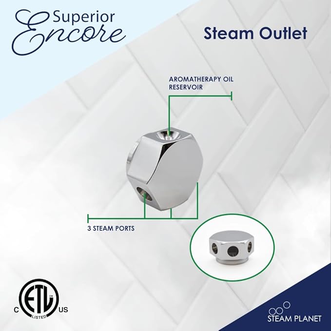 Superior Encore Plus 6kW Steam Shower Generator Kit with Horizontal White Keypad & Aromatherapy Oils Set |Self-Draining Steam Generator|One-click Connection Cord|Bluetooth Audio|