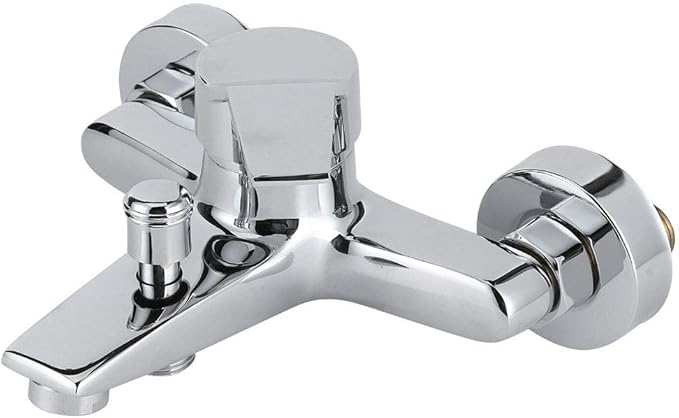 GLOGLOW G1/2in Thread Copper Shower Faucet, Wall Mounted Triple Mixer Tap with Single Lever Design, Electroplated Mirror Surface for Bathroom Bathtub
