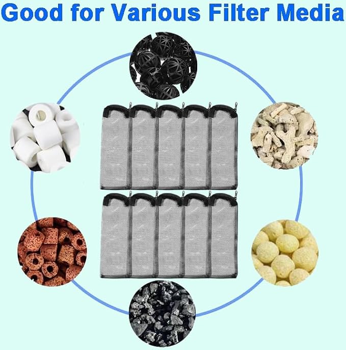 AQUANEAT 10pcs Aquarium Filter Media Bags, Fish Tank Coarse Mesh Bags - Image 4