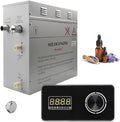 Superior Encore 9kW Steam Shower Generator Kit with Horizontal Black Keypad & Set of 6 Aromatherapy Oils |Self-Draining Steam Bath Generator|One-click Connection Cord|