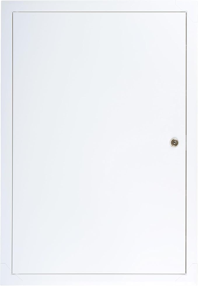 16" x 24" Lockable White Metal Access Panel. Service Shaft Door Panel with Key. Plumbing, Electricity, Heating, Alarm Wall Access Panel for Drywall. Bathroom Services Access Hole Cover.