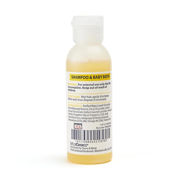 MediChoice Baby Shampoo and Bath Gel - Tear Free Fresh Scent Quick Rinse Bulk Travel Size 2 oz. PC8122 Case 144