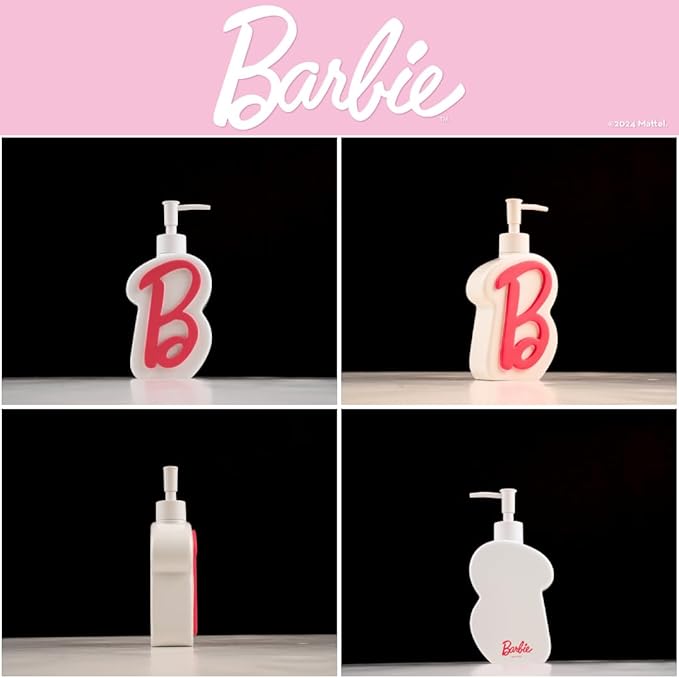 Collectibles Barbie Pink B Monogram Soap/Lotion/Hand Sanitizer Resin Pump Dispenser, 11.69 Ounces, (Officially Licensed Product) by Franco