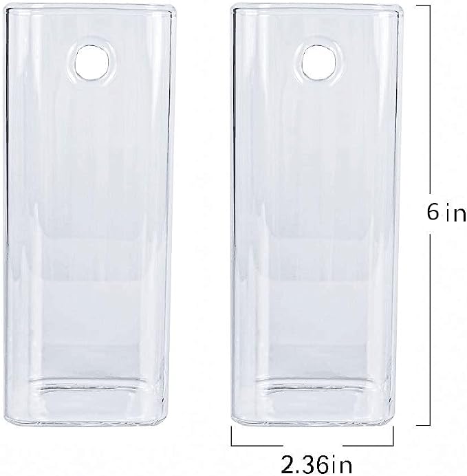 Square Glass Propagation Vase 2 Pack, Wall Hanging Hydroponic Planter | - Image 6