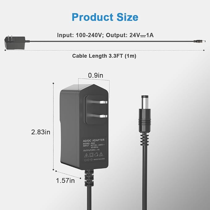 24V 1A Power Adapter 24W Supply 100V-240V AC to DC 24 Volt Charge - Image 6