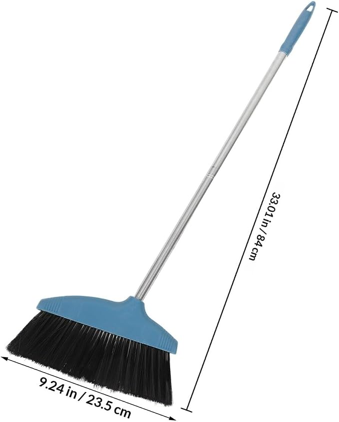 BESPORTBLE Soft Bristle Broom Dustpan Set Blue Floor Sweeping Broom Non-Stick - Image 2
