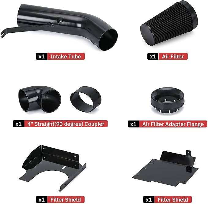 PTNHZ 4" Cold Air Intake Filter w/Heat Shield Kit Compatible - Image 3