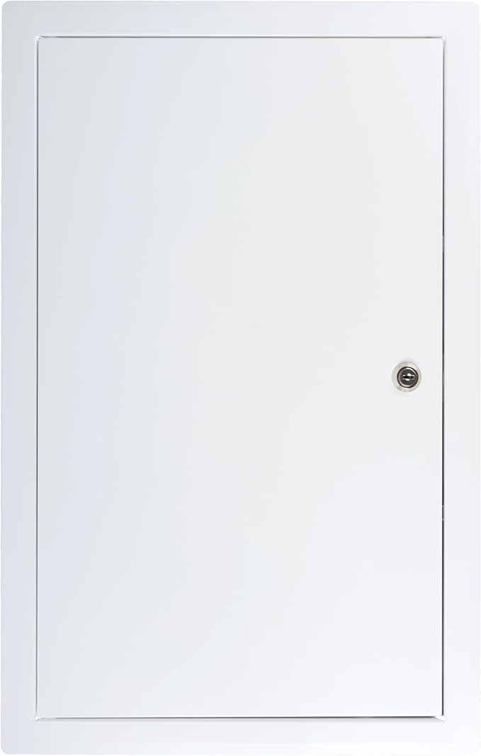 12" x 20" Lockable White Metal Access Panel. Service Shaft Door Panel with Key. Plumbing, Electricity, Heating, Alarm Wall Access Panel for Drywall. Bathroom Services Access Hole Cover.