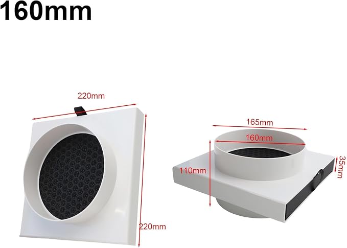 Duct Air Filter, Activated Carbon ABS Shell Ventilation Pipe Filters Fit - Image 2