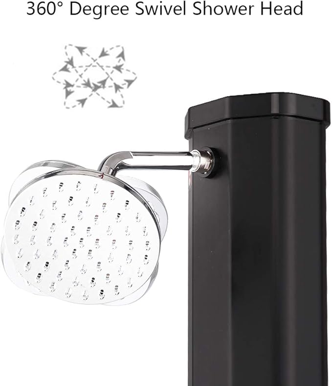 VINGLI Solar Heated Shower, 9.3 Gallon Outdoor Shower with Shower Head and Foot Shower Tap，for Outdoor Backyard Poolside Beach Pool Spa,Black (9.3 Gallon)