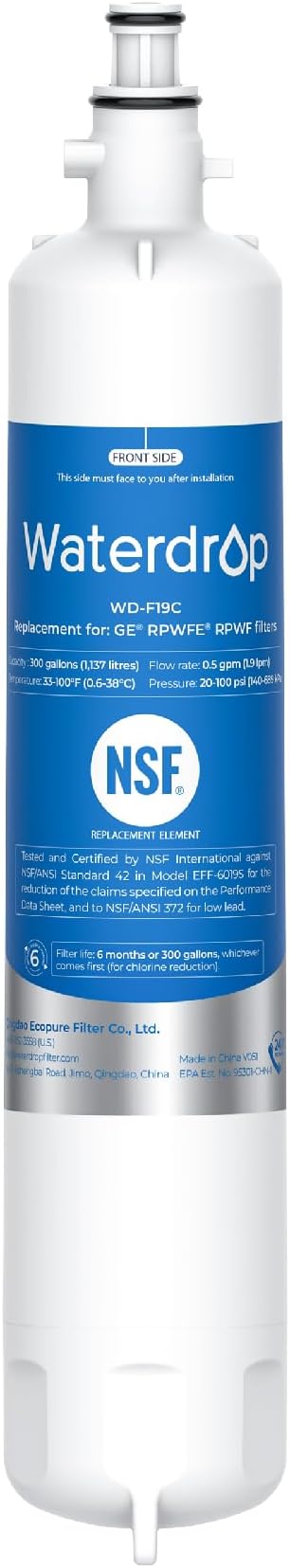 Waterdrop WD-F19C Replacement for GE® RPWFE®, RPWF Refrigerator Water Filter by Waterdrop
