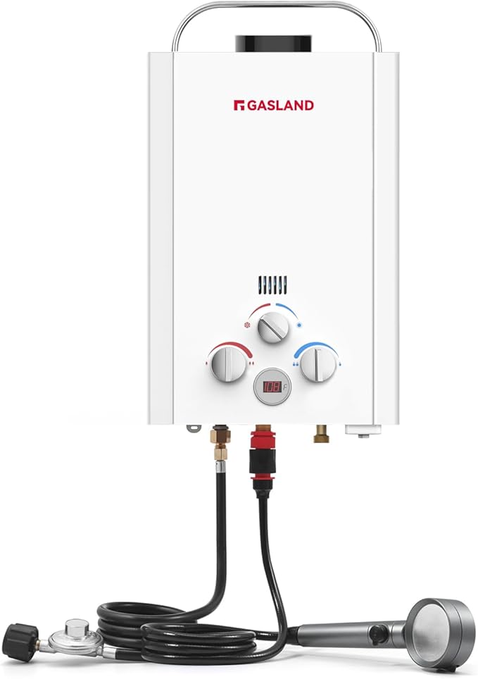 GASLAND BE158 Propane Portable Hot Water Heater | 1.58 GPM, 41,000 BTU | Outdoor Tankless Water Heater For Camping, Off-Grid Living