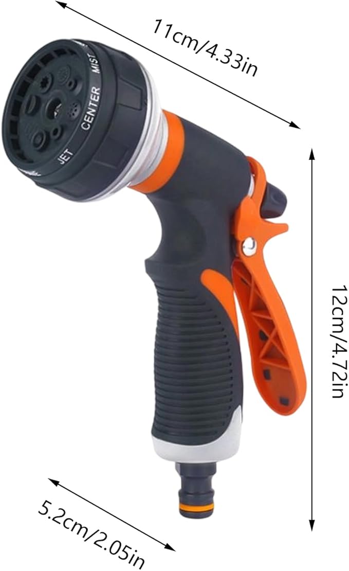 Hose Sprayer Nozzle - Spray Nozzles for Garden Hose, 8 Adjustable Spray Patterns High Pressure Irrigation Attachment Head for Car Wash Showering Pets Outdoor Fun Lawns and Watering Plants